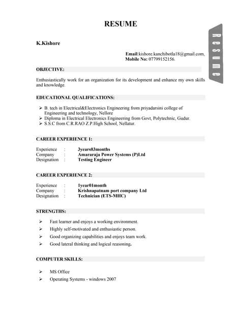 Kishore Resume Pdf