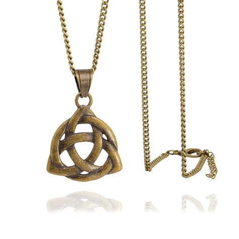 Bronze Plated Celtic Knot Triangle Triquetra Irish Trinity Knot Pendant