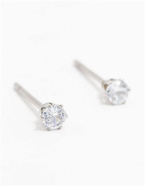 Waterproof Stainless Steel Cubic Zirconia Stud Earrings 3 Mm Lovisa
