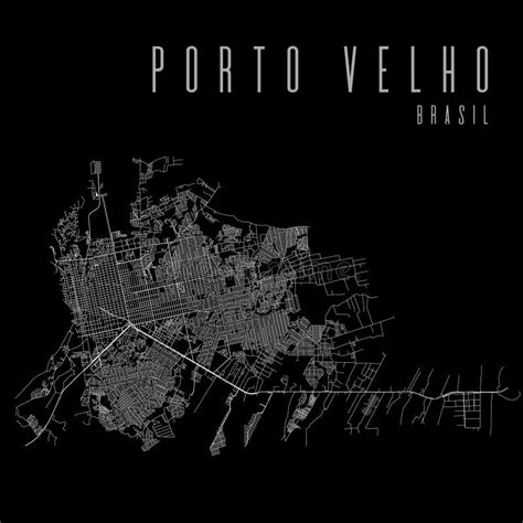 Porto Velho City Vector Map Poster Brazil Municipality Square Linear