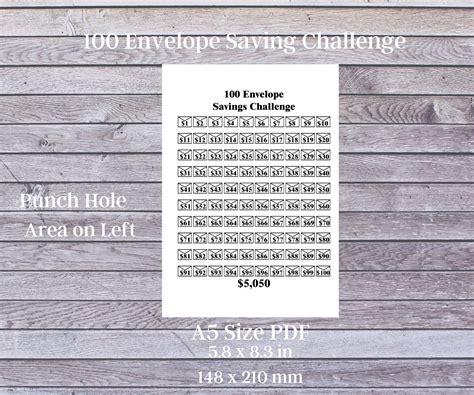 100 Envelope Challenge PDF Printable, Savings Challenge Tracker, 100 Day Challenge, Letter Size ...