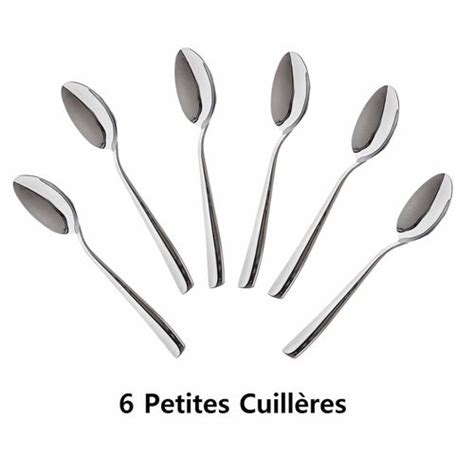 Lot de 6 Cuillères à Café en Acier Inoxydable Petites Cuillères Fiche