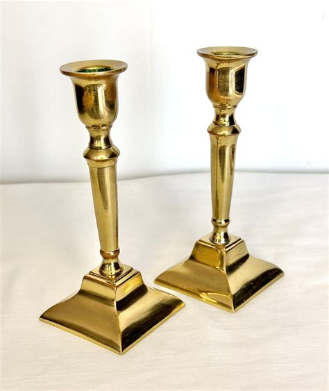 Pair Of Antique Rostand Solid Cast Brass Candlestick Holders Etsy