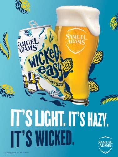 Samuel Adams Wicked Easy Beer Light And Hazy Lager 12 Cans 12 Fl Oz