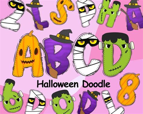 Halloween Doodle Alphabet Halloween Alphabet Png Halloween Witch