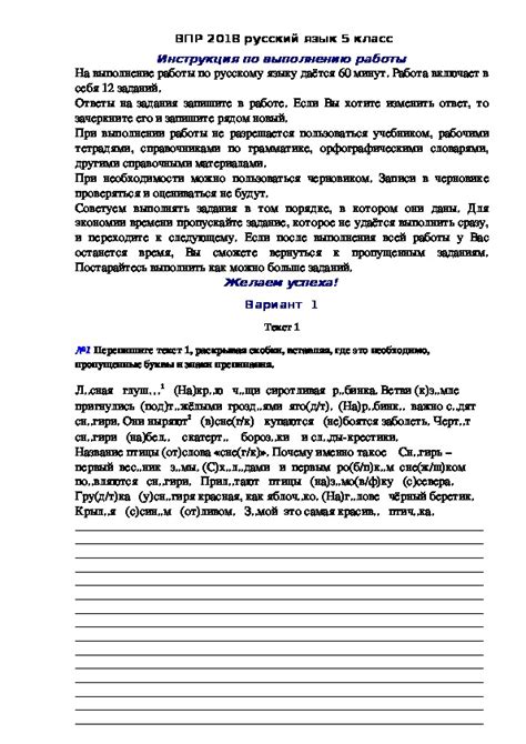 ВПР 2018 русский язык 5 класс