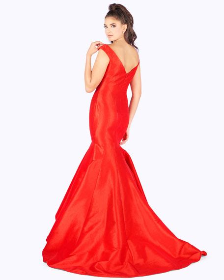 Mac Duggal Off The Shoulder Satin Mermaid Gown Neiman Marcus