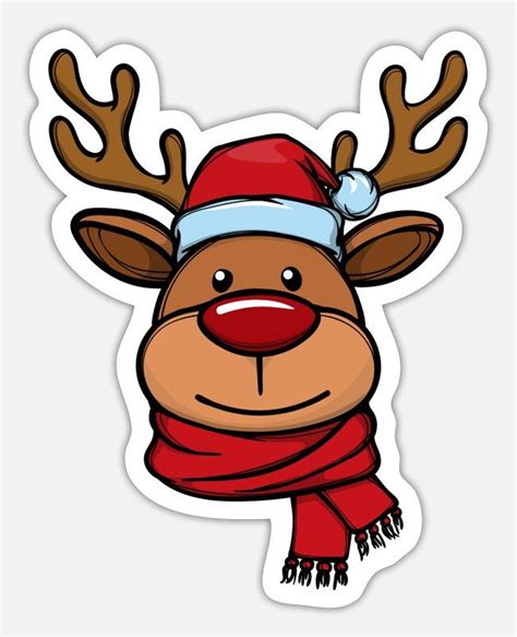 Cara De Reno De Navidad Pegatina Spreadshirt Christmas Stickers