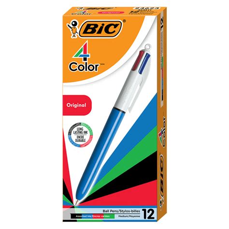 Bic 4 Color Retractable Ballpoint Pens Medium Point 10 Mm Blue