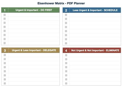 Printable Eisenhower Matrix