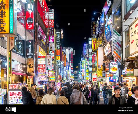 Kabukicho Tokyo Bright Neon Lights At Night In The Kabukichō District