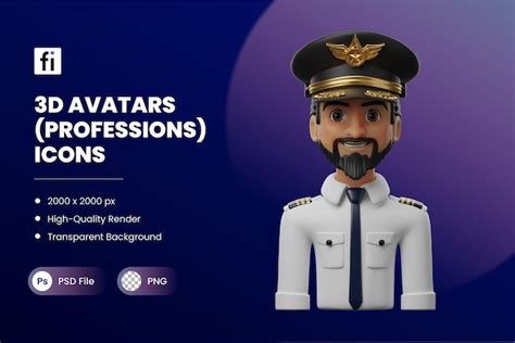 Premium Psd 3d Avatar Professions Illustrations Pilot