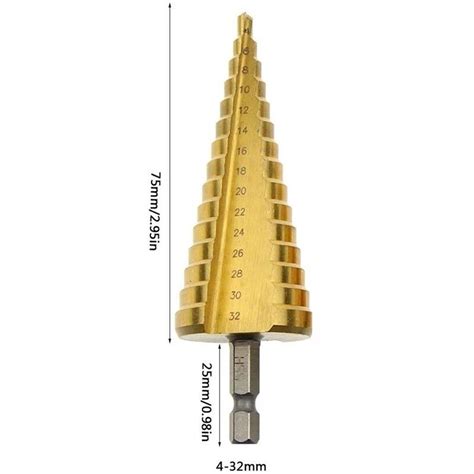 1 Pc 15 Step Golden Spiral Groove Conical Cone Drill 4 32mm HSS Bit Set