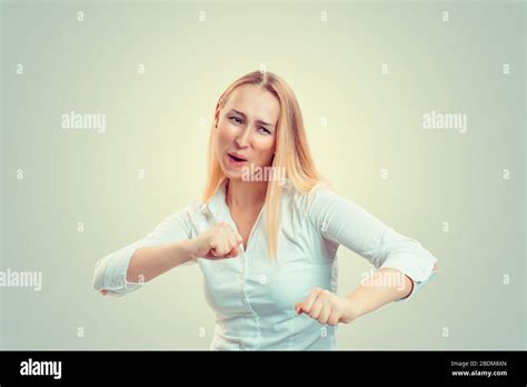 Happy Beautiful Girl Excited Young Business Woman Fists Up Isolated