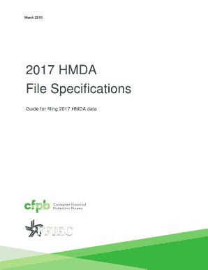 Fillable Online Consumerfinance 2017 HMDA File Specifications Updated