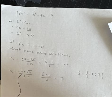 Soit f la fonction définie sur R par f x x² 6x 7 1 Déterminer