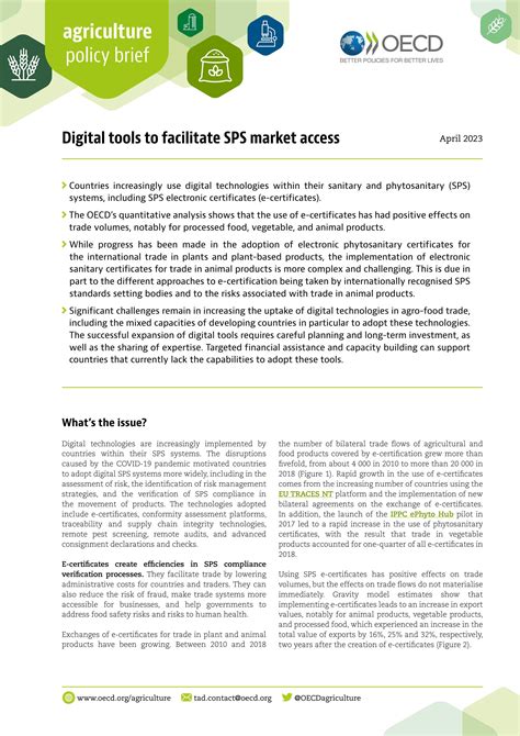Digital tools to facilitate SPS market access by OECD - Issuu