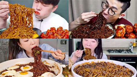 Black Bean Noodles Jajangmyeon Asmr Mukbang Compilation Youtube