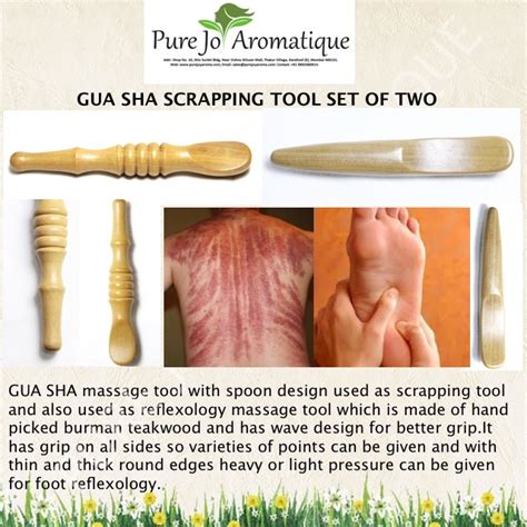 Purejoy Aromatique Burman Teak Wood Gua Sha Scrapping Tool Set Of Two