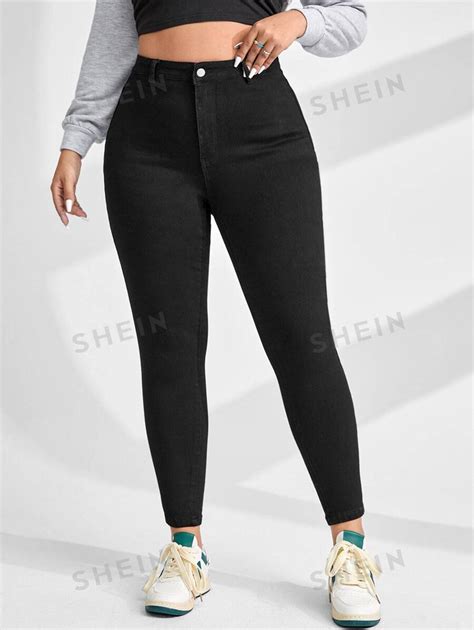 SHEIN EZwear Plus High Waist Skinny Jeans SHEIN USA