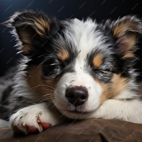 Premium AI Image | Sleeping Border Collie Puppy Merle