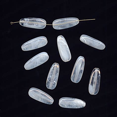 Crystal Marble 25x10mm Smooth Flat Tear Drop Beads Lot Of 12 Crystal Marble 25x10mm Smooth