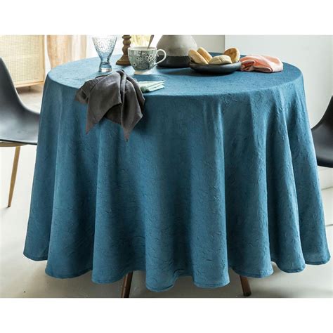 Nappe Ovale Polyester Froissé Bleu Canard Nappes 3 SUISSES