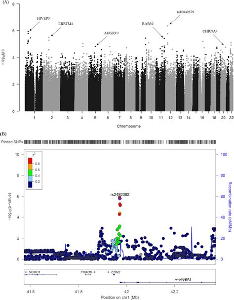 Manhattan Plot And Regional Association Plot A P Values From The Download Scientific Diagram