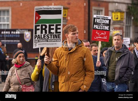 White Male Protester At The Pro Palestine March In Cardiff City Centre