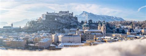 Salzburg Old City at Christmas Time, Snowy with Sunshine, Austria Stock ...