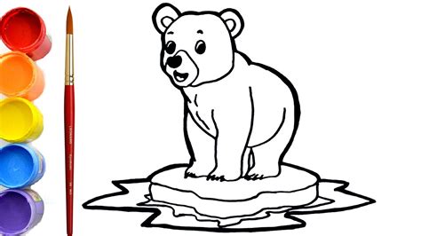 How to draw a BABY POLAR BEAR on ice | Aprende a Cómo dibujar un OSO ...