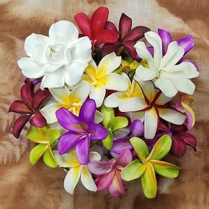 Fimo Polymer Clay Plumeria Tiare Flower Hair Pick Accessory Hand