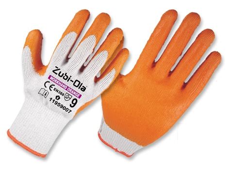 Guante Polycotton Latex Workhand Orange Zubiola Seguridad Y Altura