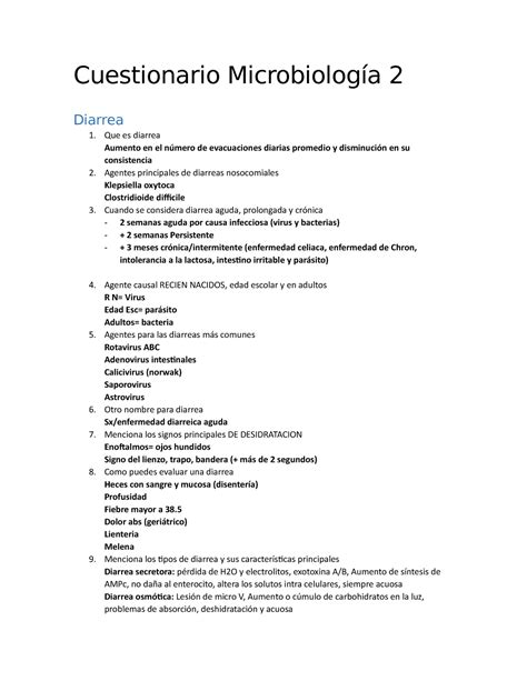 Cuestionario Microbiología BUAP Studocu