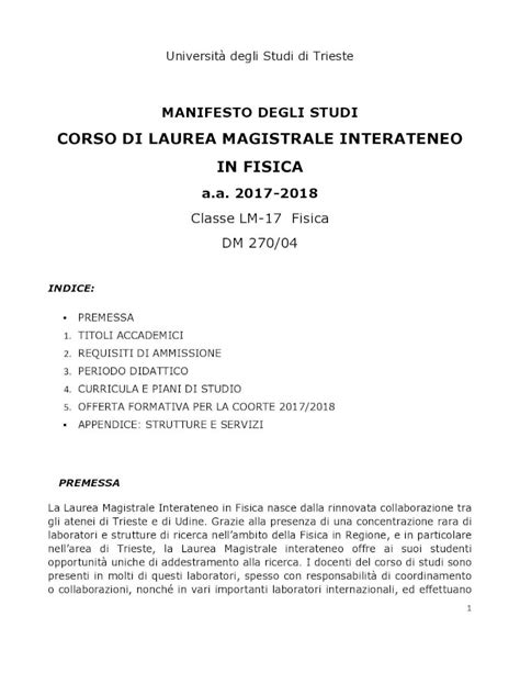 Pdf Corso Di Laurea Magistrale Interateneo In Fisica Il Corso Di