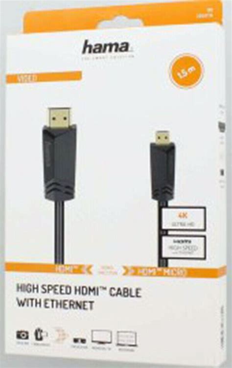 Hama High Speed Hdmi Cable Type A Plug Type D Plug Micro Ethernet