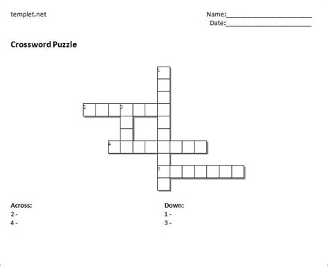 Free Crossword Puzzle Template Microsoft Word Free Word Template