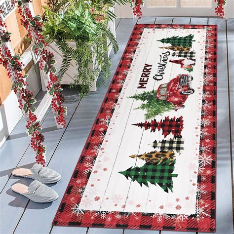 Amazon Cekene Christmas Runner Rugs With Rubber Backing X