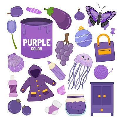 Vector Set Of Purple Color Objects Stock Illustration - Download Image Now - Purple, Colors ...