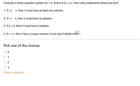 Consider A Linear Equation System Ax B Where A Is R Xn How Many