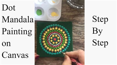 How To Paint Dot Mandala Art On Canvas Dot Mandala Step By Step Mandala Painting Youtube