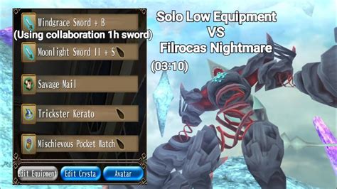 Solo Dual Sword With Low Equipment Vs Filrocas Nightmare Toram Online