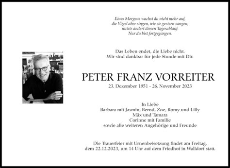 Kondolenzbuch Von Peter Franz Vorreiter Stuttgart Gedenkt De