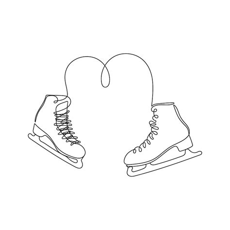 Premium Vector Pair Of Figure Ice Skates One Line Artwinter Accessories For Skating And