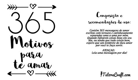 365 Motivos Para Te Amar Para Imprimir Presentes Criativos Para