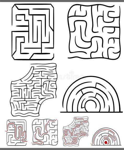 Labyrinthe Oder Labyrinthdiagramme Eingestellt Vektor Abbildung