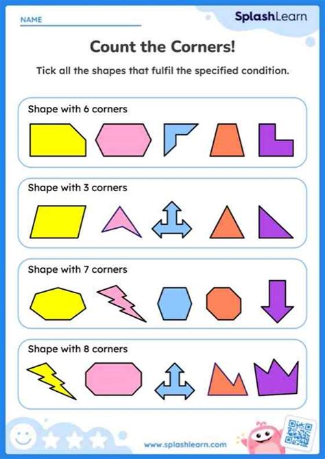 Count Corners And Identify 2d Shapes Worksheet