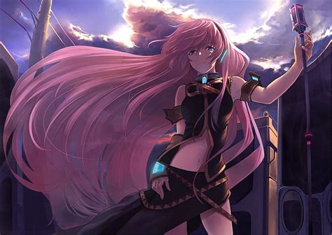 Hd Wallpaper Guitar Anime Girls Vocaloid Megurine Luka Music