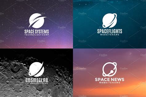 Set Of Space Logos Branding And Logo Templates Creative Market