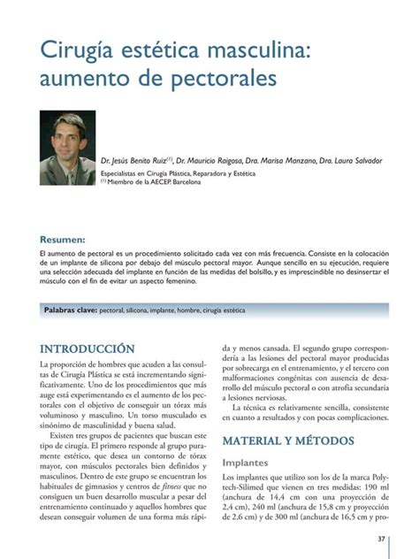 Aumento de pectorales Cirugía estética masculina PDF